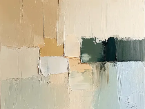 Contemporary abstract painting with pastel and dark colors