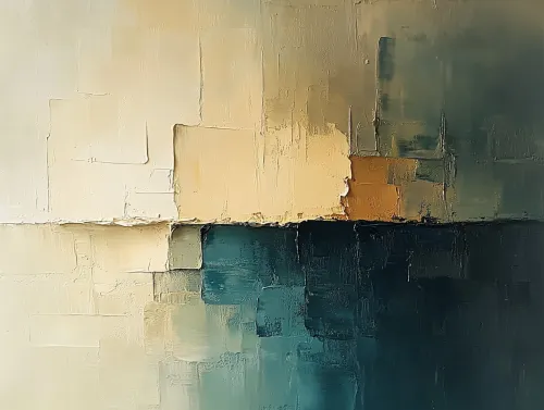 Pintura abstracta con textura y colores suaves sobre lienzo
