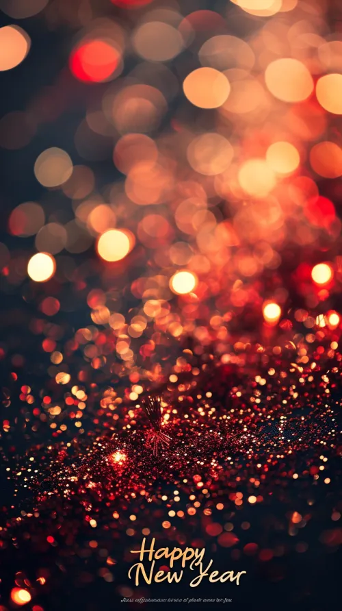 Glow of glitter with New Year greeting on the background