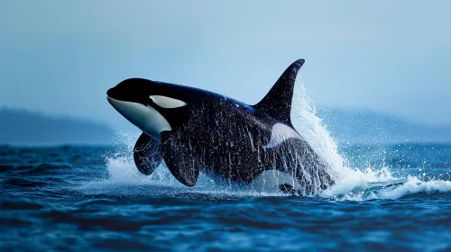Movimiento enérgico de la orca que muestra su fuerza y gracia en el océano