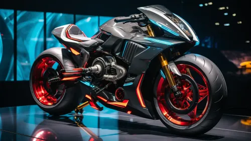 Motorcycle with aggressive design and LED elements