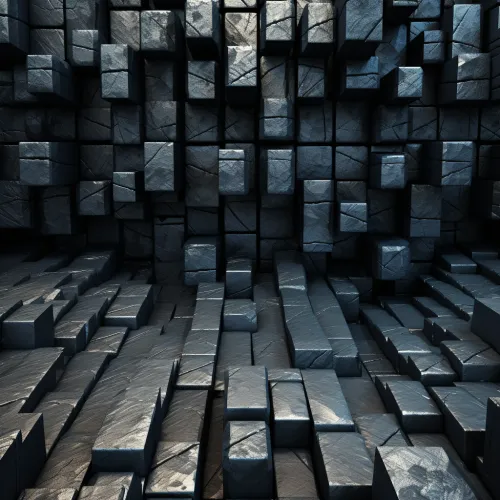 Fondo oscuro con cubos geométricos voluminosos de diferentes alturas