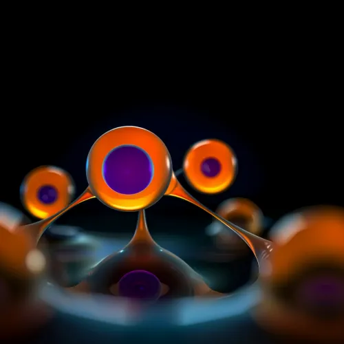 Original image of molecular structures with abstract shapes and colors