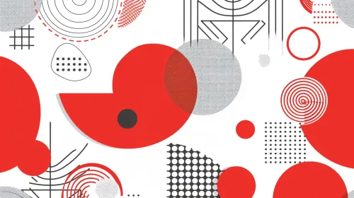 Creative abstraction filled with circles and lines of different styles