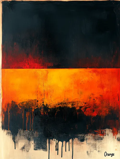 Cave painting combining black, orange, and red colors