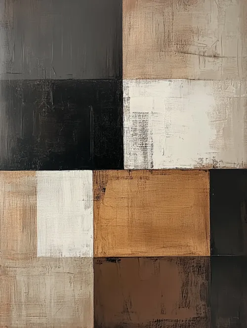 Square Abstract Composition in Black and Brown Tones