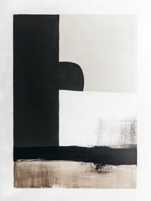 Modern abstraction using black, white, and beige colors