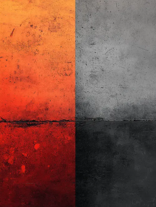 Two colors in concrete texture: orange and black