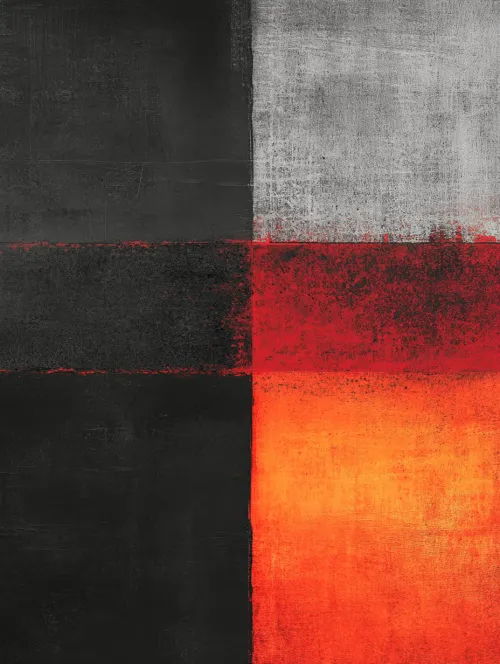 Abstracción cuadrada con colores negro, rojo y gris