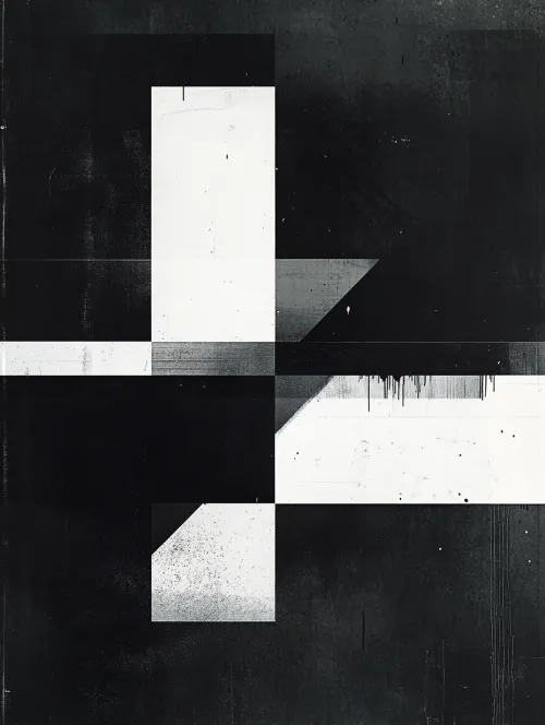 Modern abstraction with geometric shapes in black and white colors