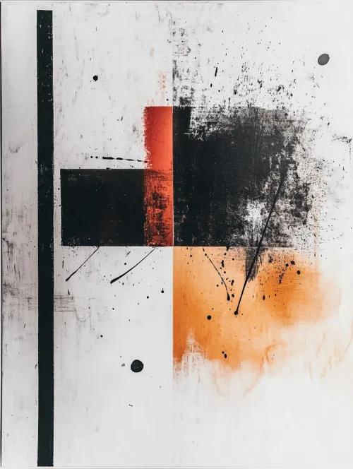 Modern Abstract Painting with Bright Colors and Geometric Shapes