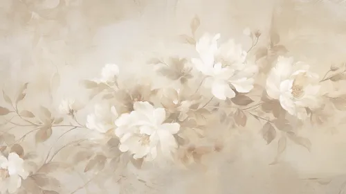 Watercolor Painting of White Flowers on a Subtle Background
