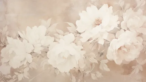 Empty composition with white flowers on a light background