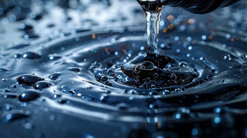 Image of water droplets creating ripples on a dark surface