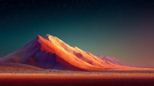 Hermoso paisaje con brillantes montañas y un cielo estrellado
