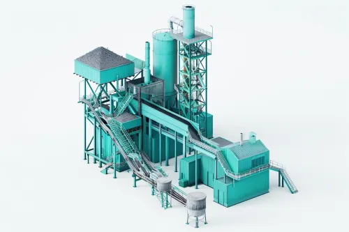 Modernized factory with technological equipment and conveyors