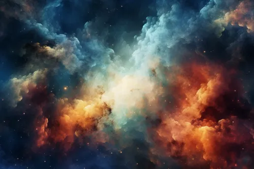 Imagen abstracta del espacio con nubes brillantes y estrellas