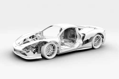 Detailed 3D model of a sports car with an open door