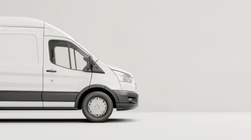 White cargo van on a solid background