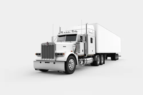 Gran camión blanco con remolque destinado al transporte de mercancías