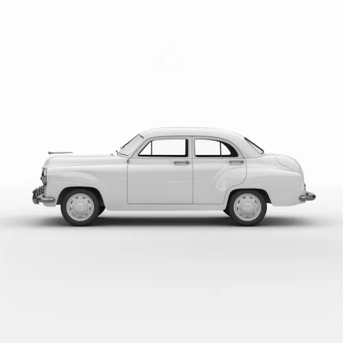 Рендеринг классического автомобиля 1950-х годов в белом цвете