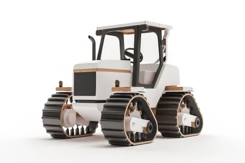 Aesthetic tractor in black and white colors with wooden accents
