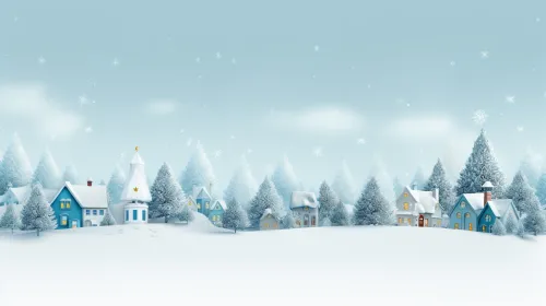 Idílico paisaje invernal con árboles nevados y casas acogedoras