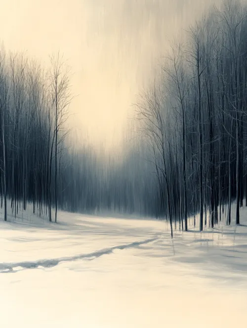 Bosque invernal cubierto de nieve con abetos y huellas en la nieve