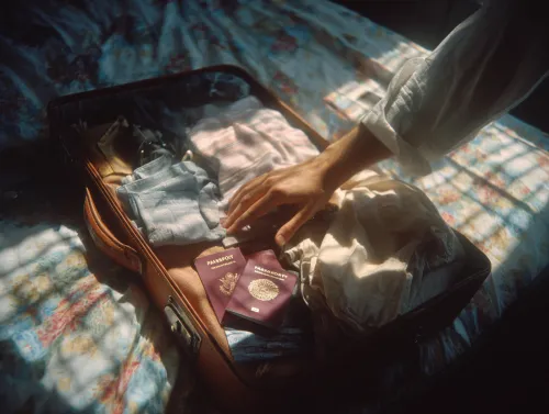 Una persona empacando cosas en una maleta antes de un viaje
