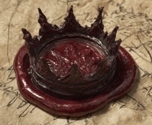 Sello de cera de corona sobre papel antiguo
