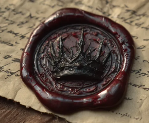 Exclusive Wax Seal with a Crown on Handwritten Parchment