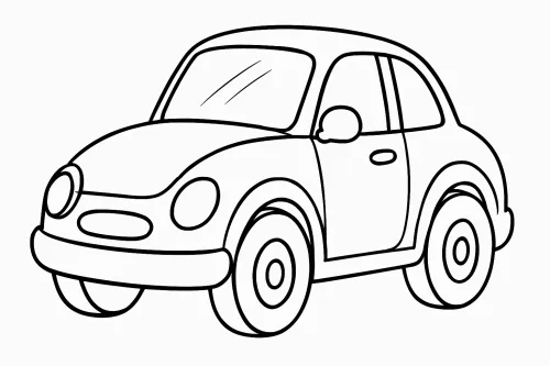 Black and white drawing of a machine for children to color