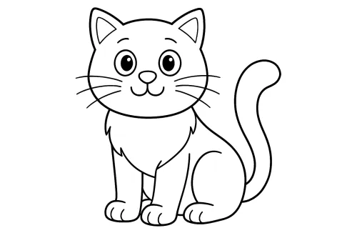Charming kitten in a coloring style for children