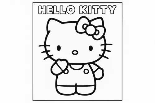 Charming outline drawing of Hello Kitty for children's creativity