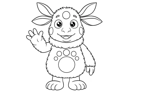 Outline drawing of a cute creature for coloring