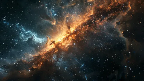 Космическое изображение с яркими звездами и галактикой