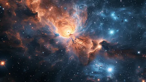 Mesmerizing view of a galactic nebula with bright stars and clouds of gas