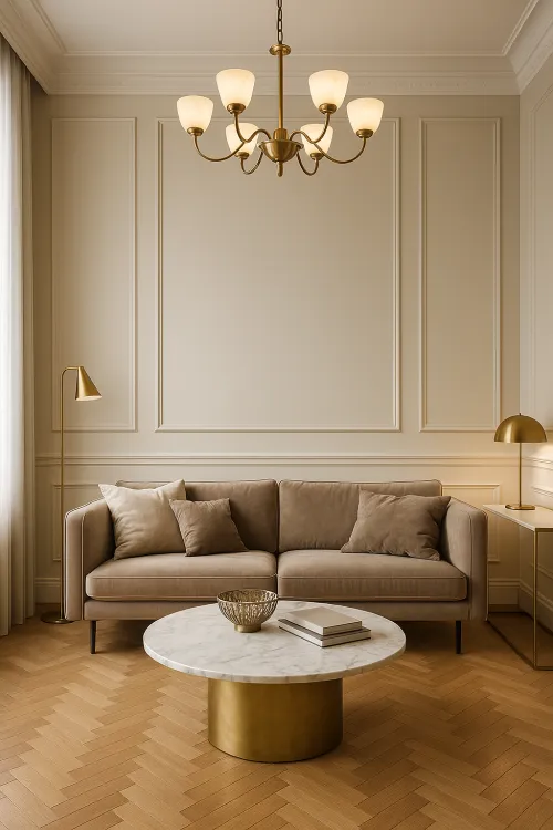 Cozy living room with furniture and decor elements in modern style
