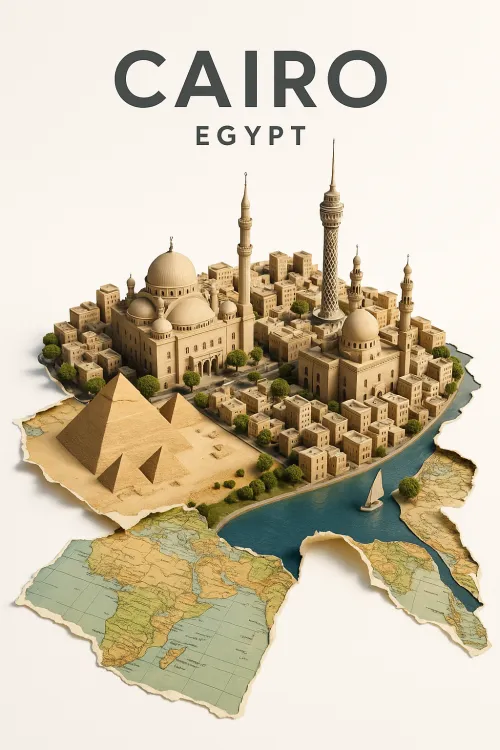 3D model of Cairo showing the main landmarks of the city