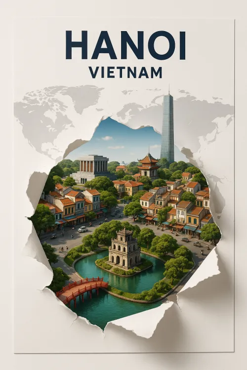 Image of Hanoi with architectural landmarks