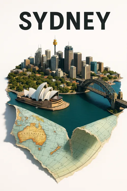 Overview of Sydney including the Opera House and the Harbour Bridge