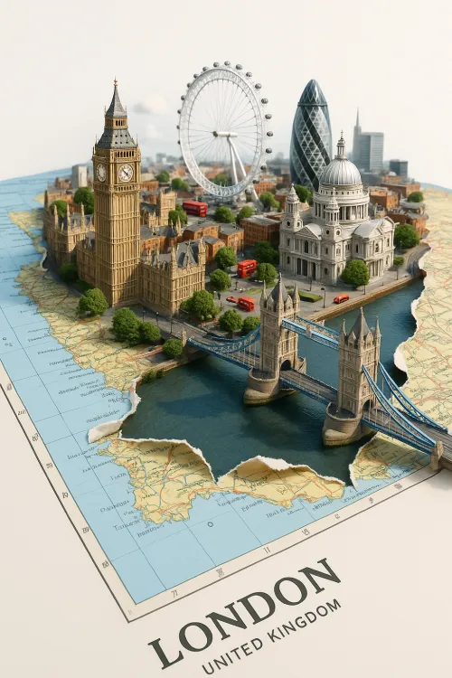 Comparison of London attractions on a three-dimensional map