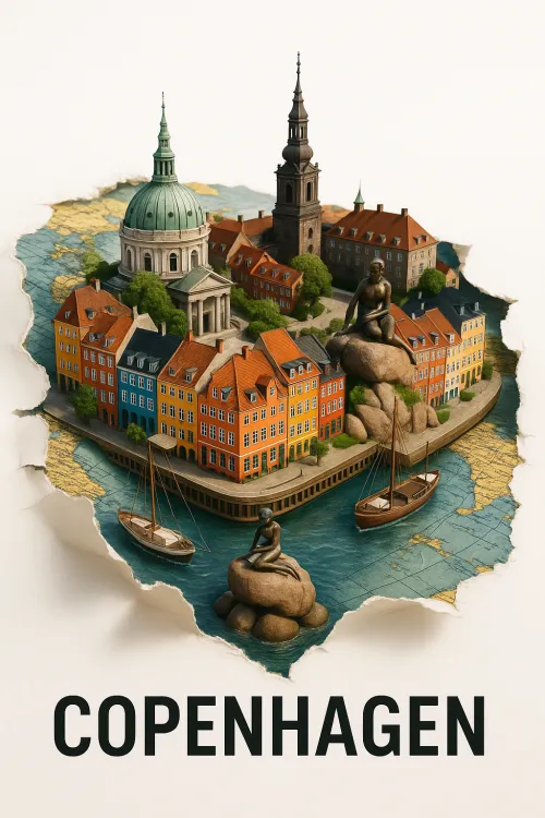 Model of Copenhagen featuring important architectural landmarks and nature