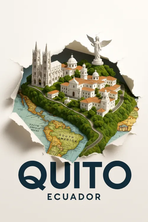 Model of the city of Quito with its attractions and map of Ecuador