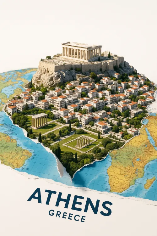 Model of Athens with the Parthenon on the Acropolis and surrounding buildings