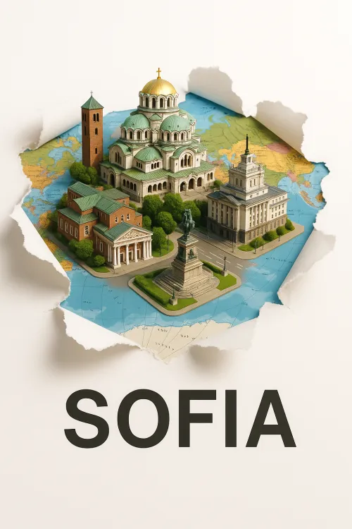 Image of the model of Sofia cut out from the map with architectural elements