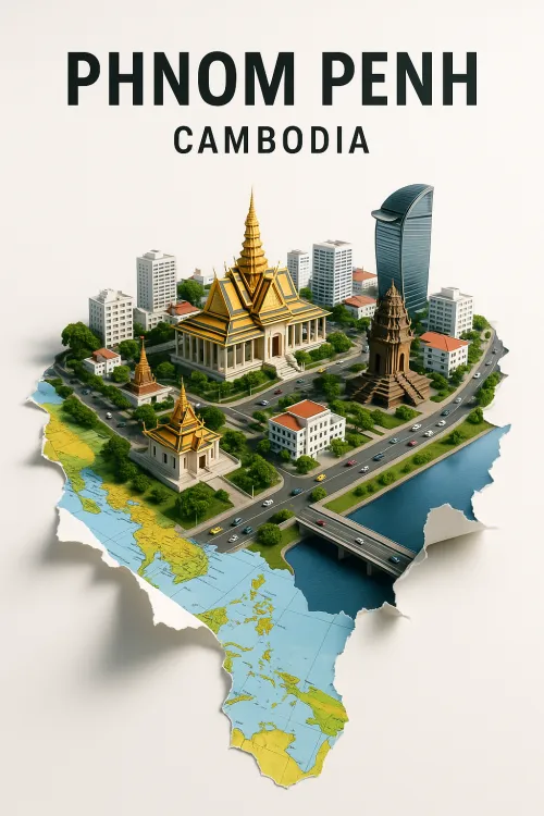 3D model of the main attractions of Phnom Penh in Cambodia