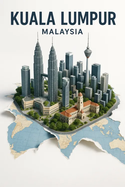 3D model of the city of Kuala Lumpur with towers and buildings