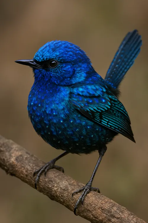 A bird with bright blue feathers sitting on a branch