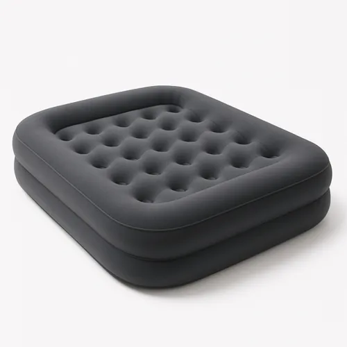 Comfortable inflatable mattress with a smooth surface and buttons